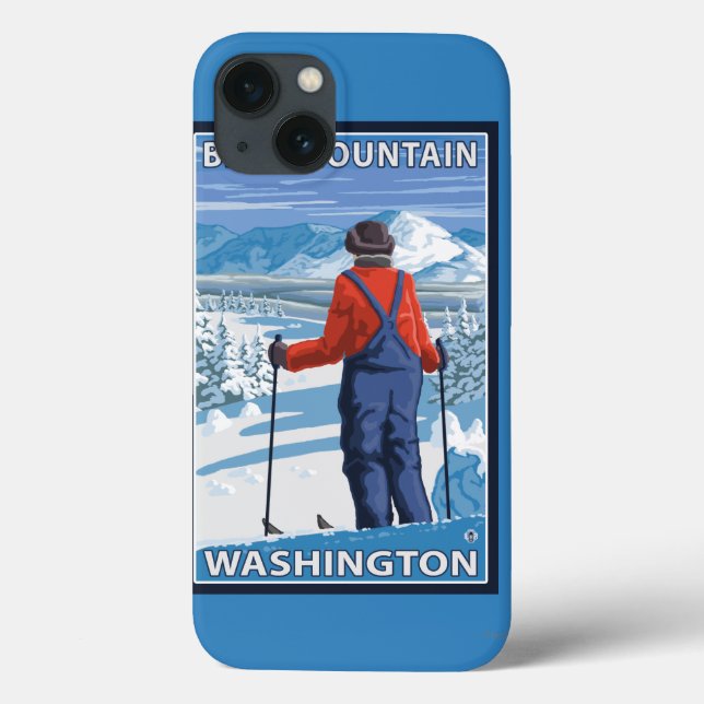 Skier Admiring - Blue Mountain, Washington Case-Mate iPhone Case (Back)