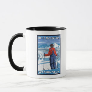 Skier Admiring - Blue Mountain, Washington Mug