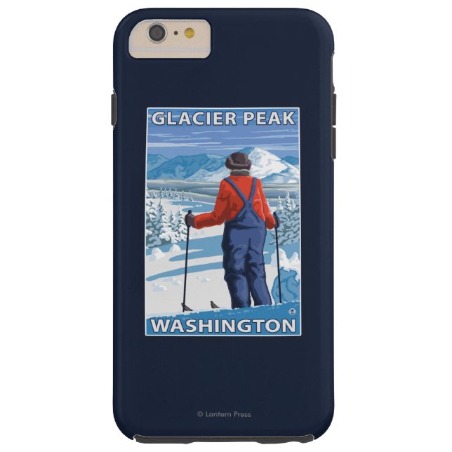 Skier Admiring - Glacier Peak, Washington Case-Mate iPhone Case (Back)