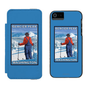 Skier Admiring - Glacier Peak, Washington Incipio Watson™ iPhone 5 Wallet Case