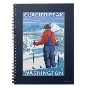 Skier Admiring - Glacier Peak, Washington Notebook