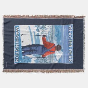 Skier Admiring - Glacier Peak, Washington Throw Blanket