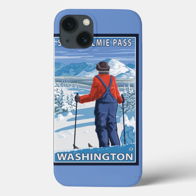 Skier Admiring - Snoqualmie Pass, Washington Case-Mate iPhone Case (Back)