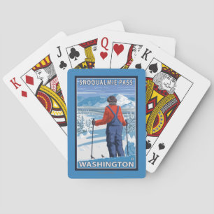 Skier Admiring - Snoqualmie Pass, Washington Playing Cards