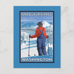 Skier Admiring - Snoqualmie Pass, Washington Postcard