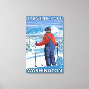Skier Admiring - Stevens Pass, Washington Canvas Print
