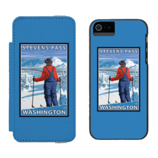 Skier Admiring - Stevens Pass, Washington Incipio Watson™ iPhone 5 Wallet Case