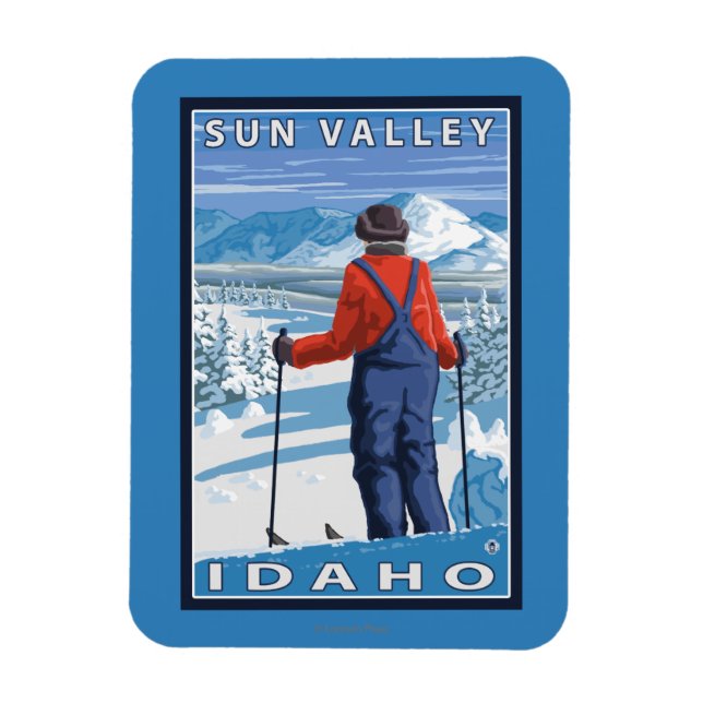 Skier Admiring - Sun Valley, Idaho Magnet (Vertical)