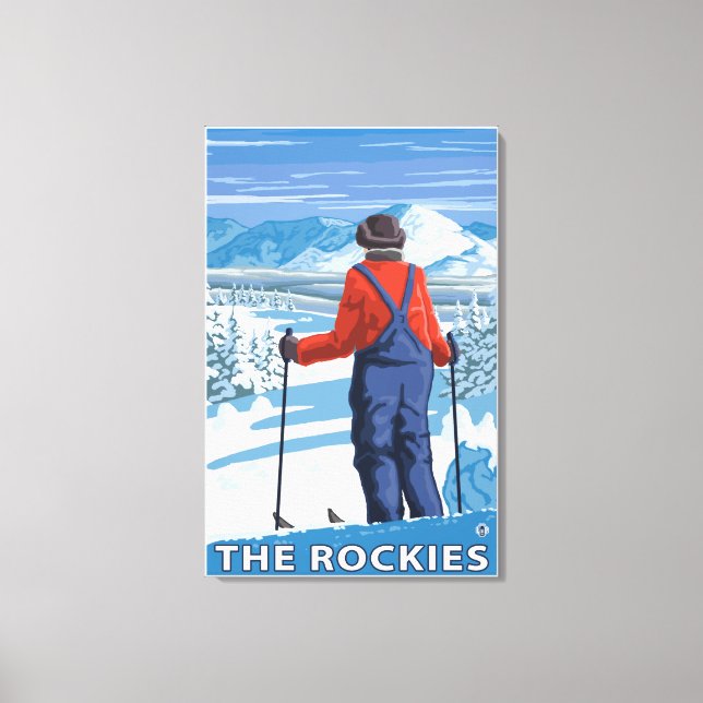 Skier Admiring - The Rockies Canvas Print (Front)