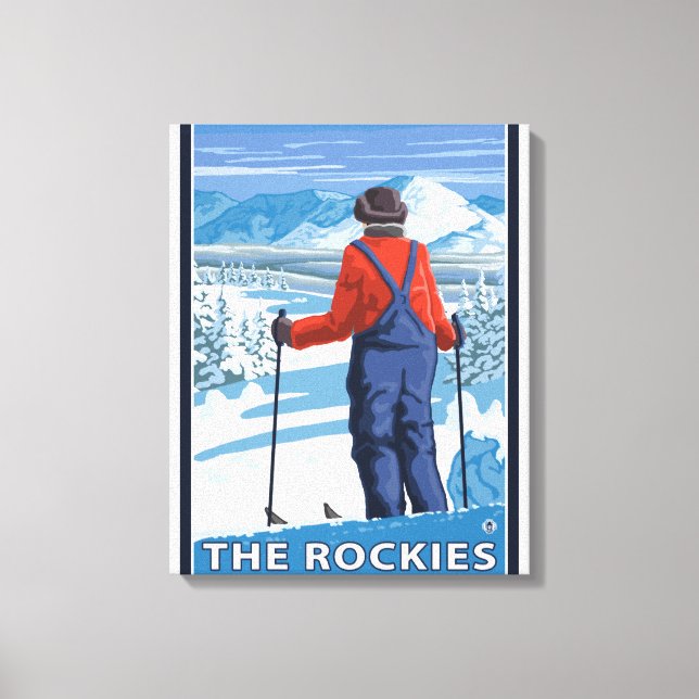 Skier Admiring - The Rockies Canvas Print (Front)