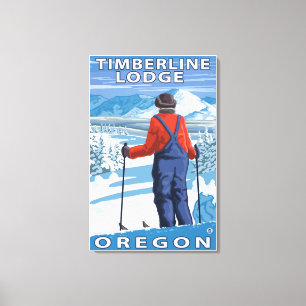 Skier Admiring - Timberline Lodge, Oregon Canvas Print