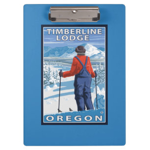 Skier Admiring - Timberline Lodge, Oregon Clipboard