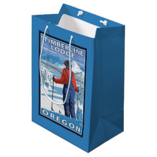 Skier Admiring - Timberline Lodge, Oregon Medium Gift Bag