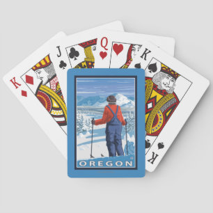 Skier Admiring- Vintage Travel Poster Playing Cards