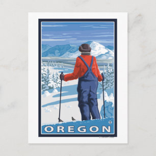 Skier Admiring- Vintage Travel Poster Postcard