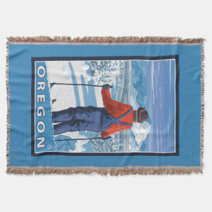 Skier Admiring- Vintage Travel Poster Throw Blanket