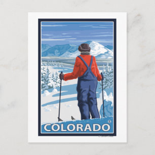 Skier AdmiringColorado Postcard