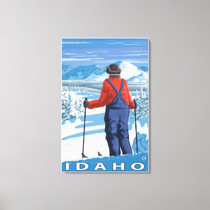 Skier AdmiringIdahoVintage Travel Poster Canvas Print