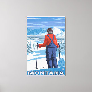 Skier AdmiringMontanaVintage Travel Poster Canvas Print