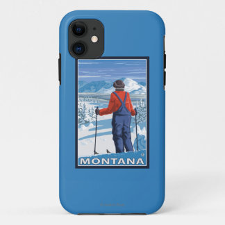 Skier AdmiringMontanaVintage Travel Poster iPhone 11 Case
