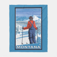 Skier AdmiringMontanaVintage Travel Poster