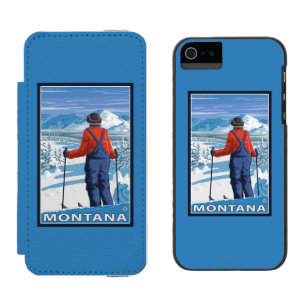 Skier AdmiringMontanaVintage Travel Poster Incipio Watson™ iPhone 5 Wallet Case