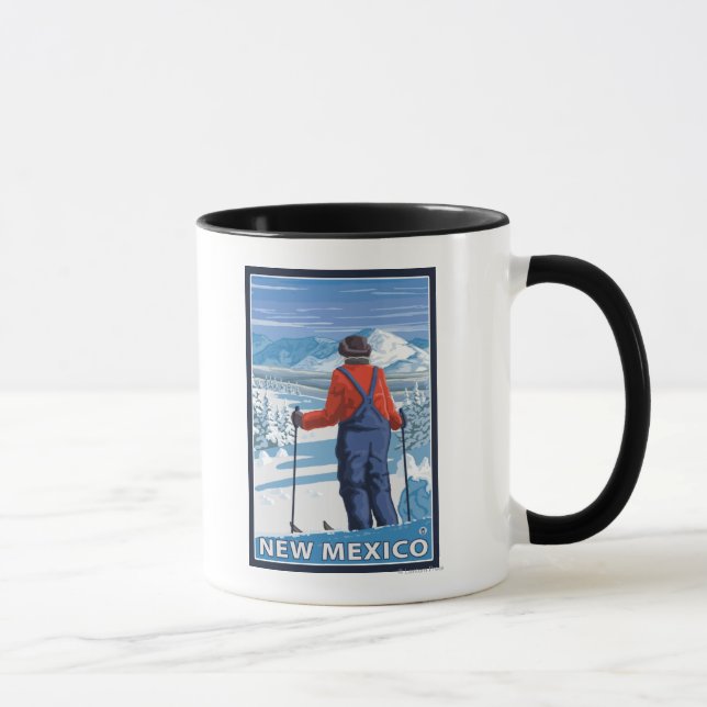 Skier AdmiringNew Mexico Mug (Right)