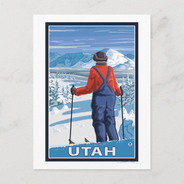 Skier AdmiringUtah Postcard (Front)