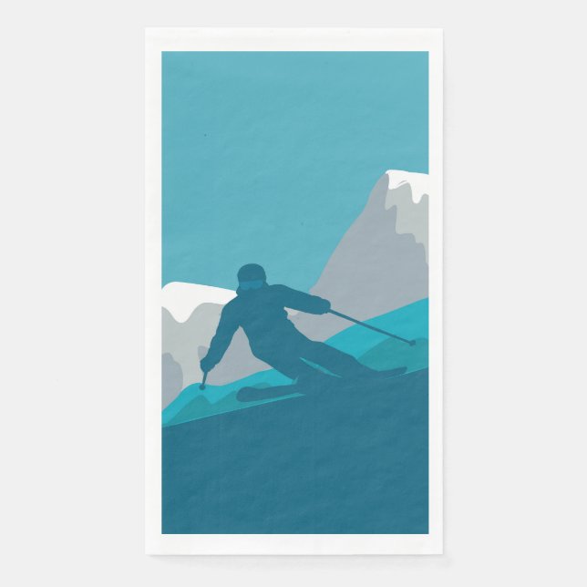 Skier Alpine Skiing Sport Ski Party Napkin (Front)