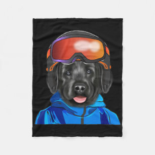 Skier Black Russian Terrier Snowboarding Dog For M Fleece Blanket