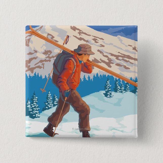 Skier Carrying SkisNew Mexico 15 Cm Square Badge (Front)