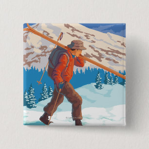 Skier Carrying SkisNew Mexico 15 Cm Square Badge