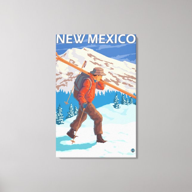 Skier Carrying SkisNew Mexico Canvas Print (Front)