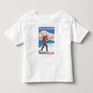 Skier Carrying Snow Skis - Crystal Mountain, WA Toddler T-Shirt