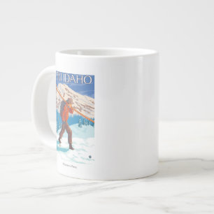 Skier Carrying Snow Skis - Idaho Large Coffee Mug