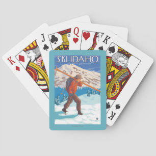 Skier Carrying Snow Skis - Idaho Playing Cards