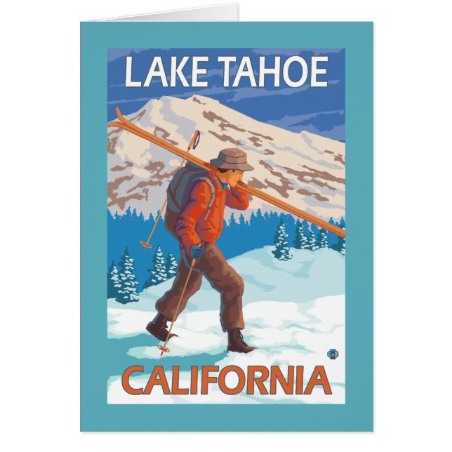 Skier Carrying Snow Skis - Lake Tahoe, Californi (Front)