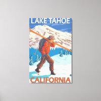 Skier Carrying Snow Skis - Lake Tahoe, Californi