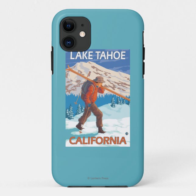 Skier Carrying Snow Skis - Lake Tahoe, Californi Case-Mate iPhone Case (Back)