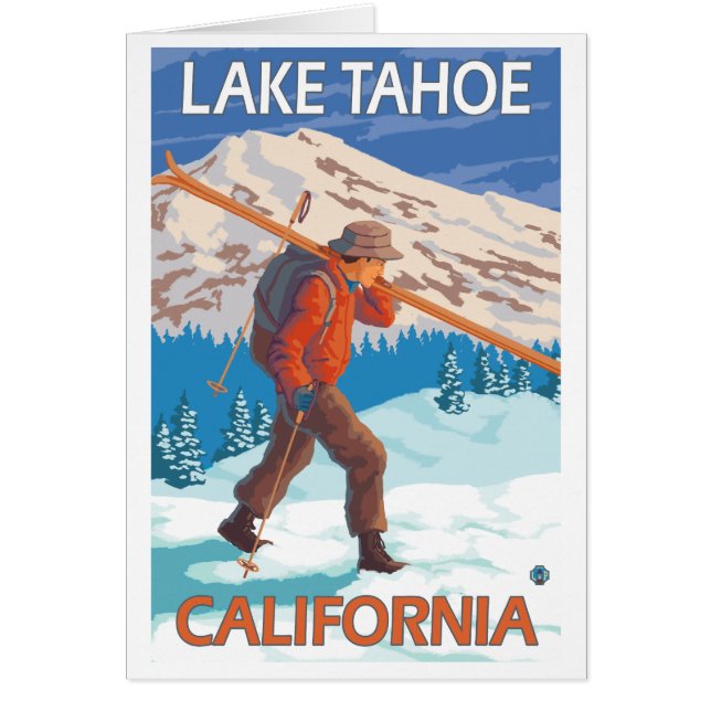 Skier Carrying Snow Skis - Lake Tahoe, California (Front)