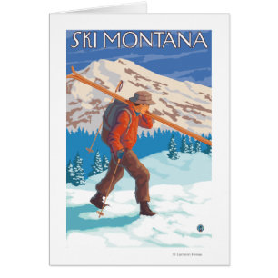 Skier Carrying Snow Skis - Montana