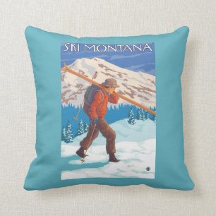 Skier Carrying Snow Skis - Montana Cushion