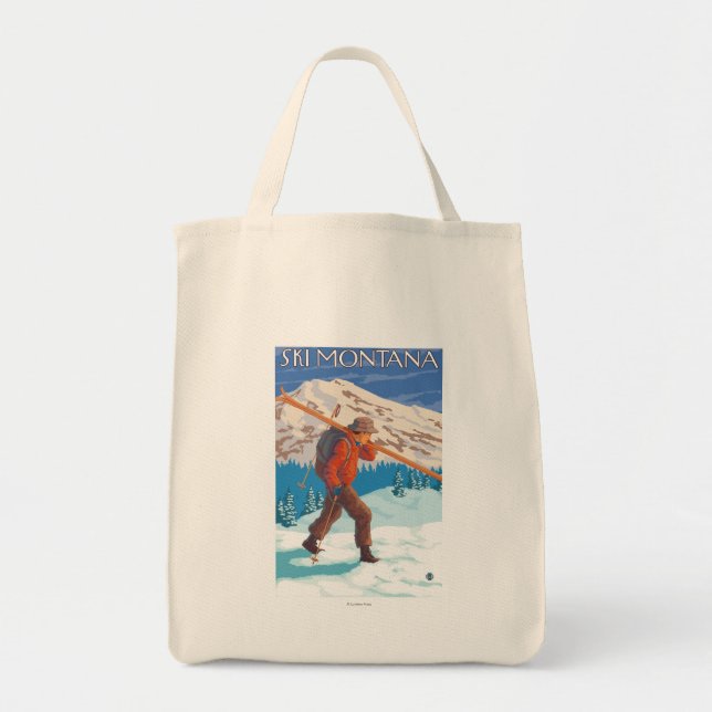 Skier Carrying Snow Skis - Montana Tote Bag (Front)