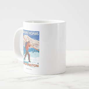 Skier Carrying Snow Skis - Mount Adams, WA Large Coffee Mug