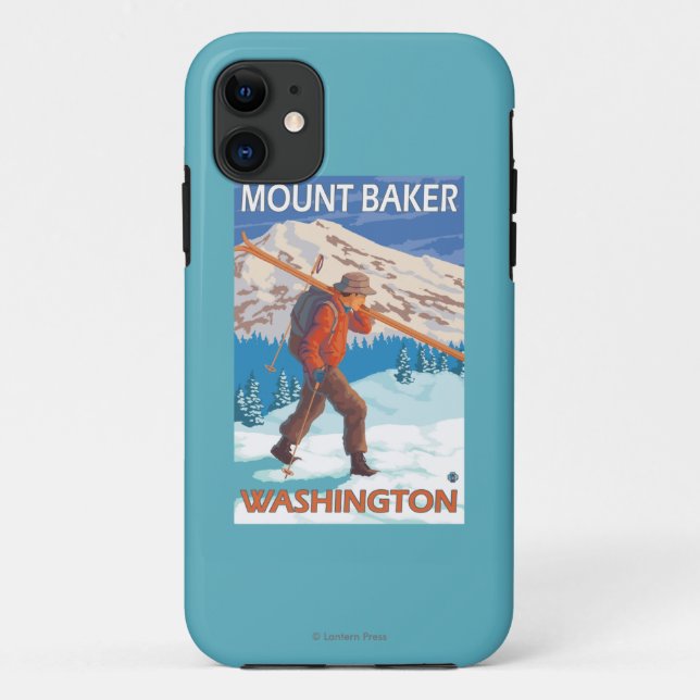 Skier Carrying Snow Skis - Mount Baker, WA Case-Mate iPhone Case (Back)