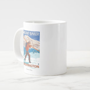Skier Carrying Snow Skis - Mount Baker, WA Large Coffee Mug