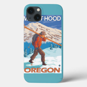 Skier Carrying Snow Skis - Mount Hood, OR iPhone 13 Case