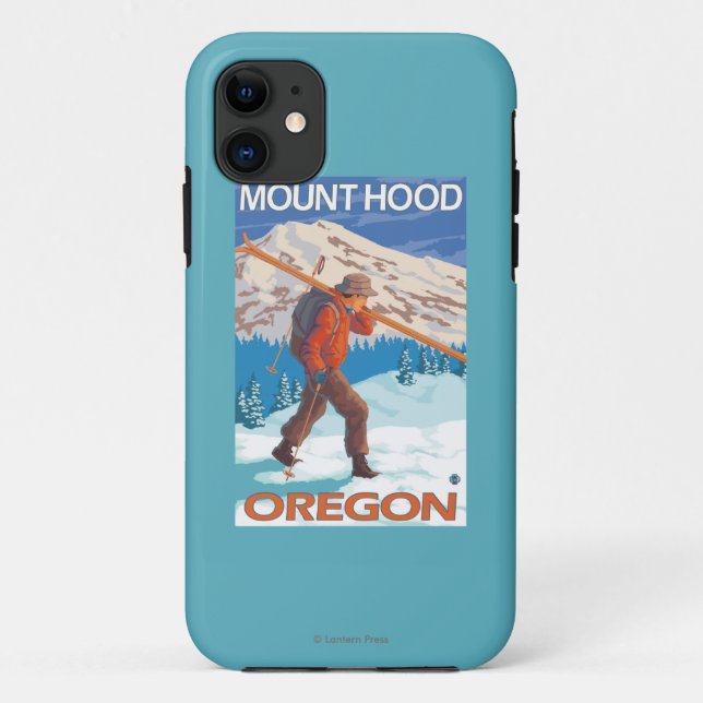 Skier Carrying Snow Skis - Mount Hood, OR Case-Mate iPhone Case (Back)