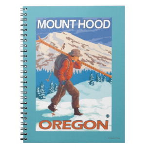 Skier Carrying Snow Skis - Mount Hood, OR Notebook