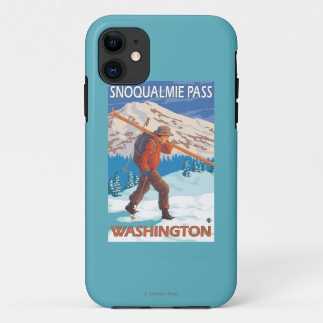 Skier Carrying Snow Skis - Snoqualmie Pass, WA Case-Mate iPhone Case (Back)